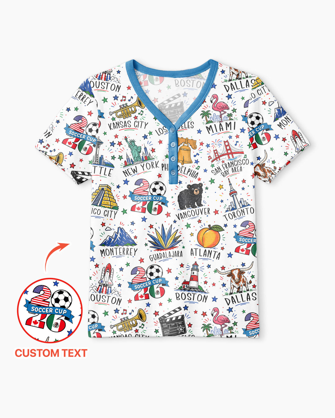 2026 Soccer Cup Host Citties Bamboo Women Short Sleeve Short Pajama Set