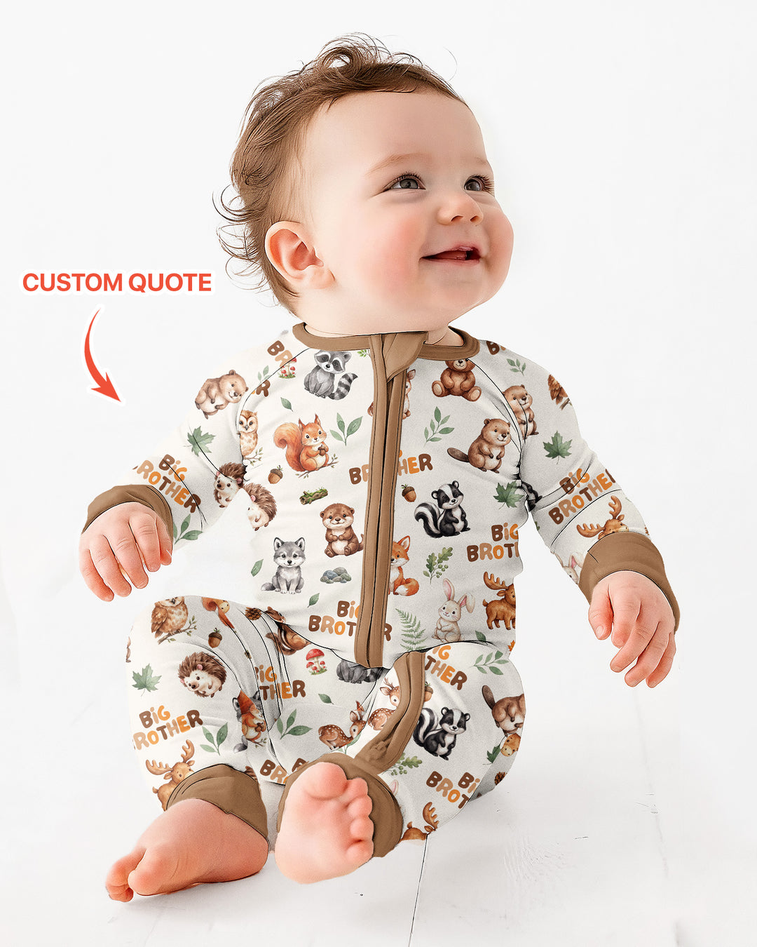 Custom Quote Woodland Animal Matching Sibling Bamboo Convertible Zippy