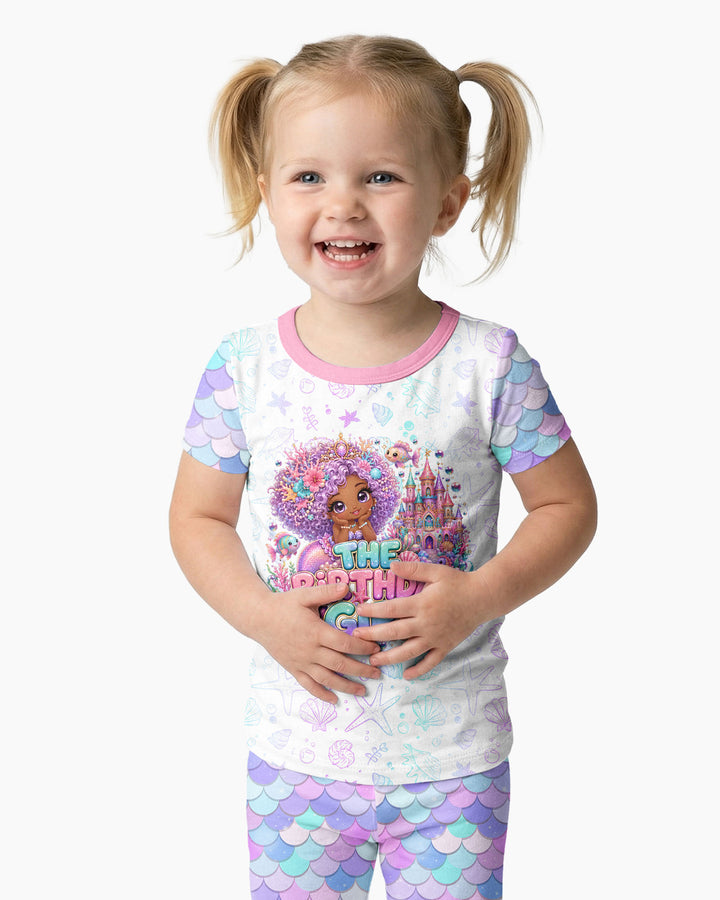 Black Mermaid The Birthday Girl Bamboo Two Piece Short Sleeve Pajama Set