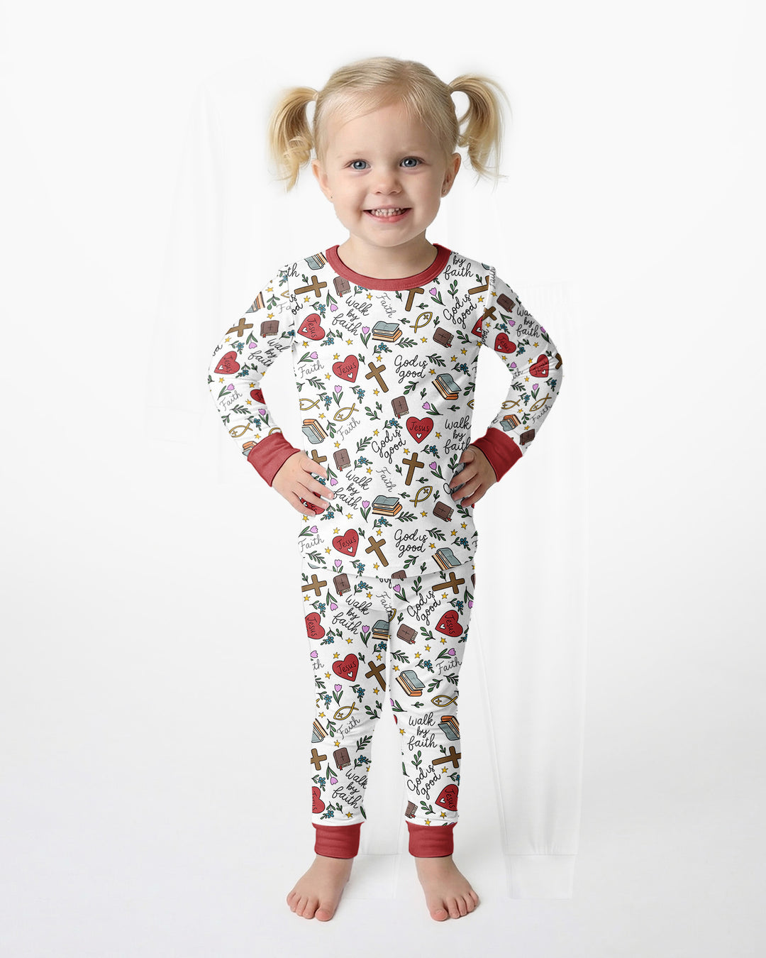 Love Jesus God Is Good Bamboo Two Piece Long Sleeve Pajama Set