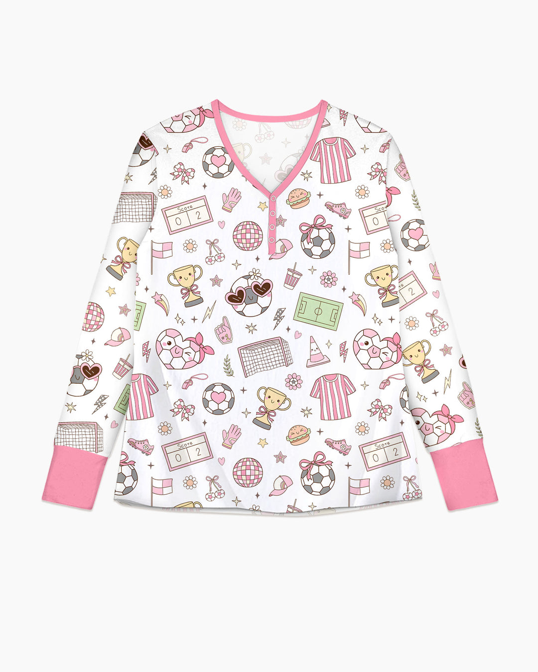 Pink Girly Soccer Coquette Bamboo Women Pajama Set
