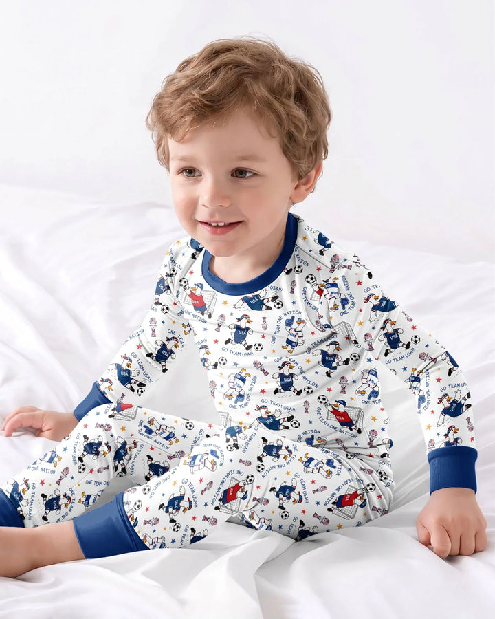 USA Soccer Goose Family Matching Bamboo Two Piece Long Sleeve Pajama Set