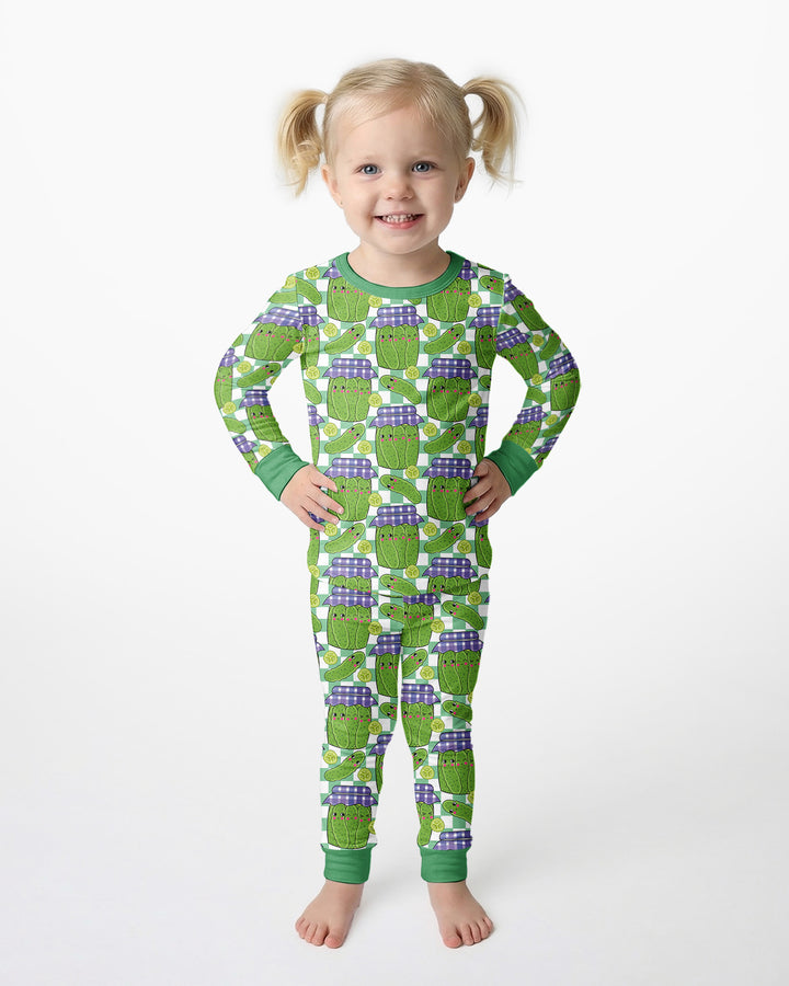 Kawaii Pickle Jar Bamboo Two Piece Long Sleeve Pajama Set