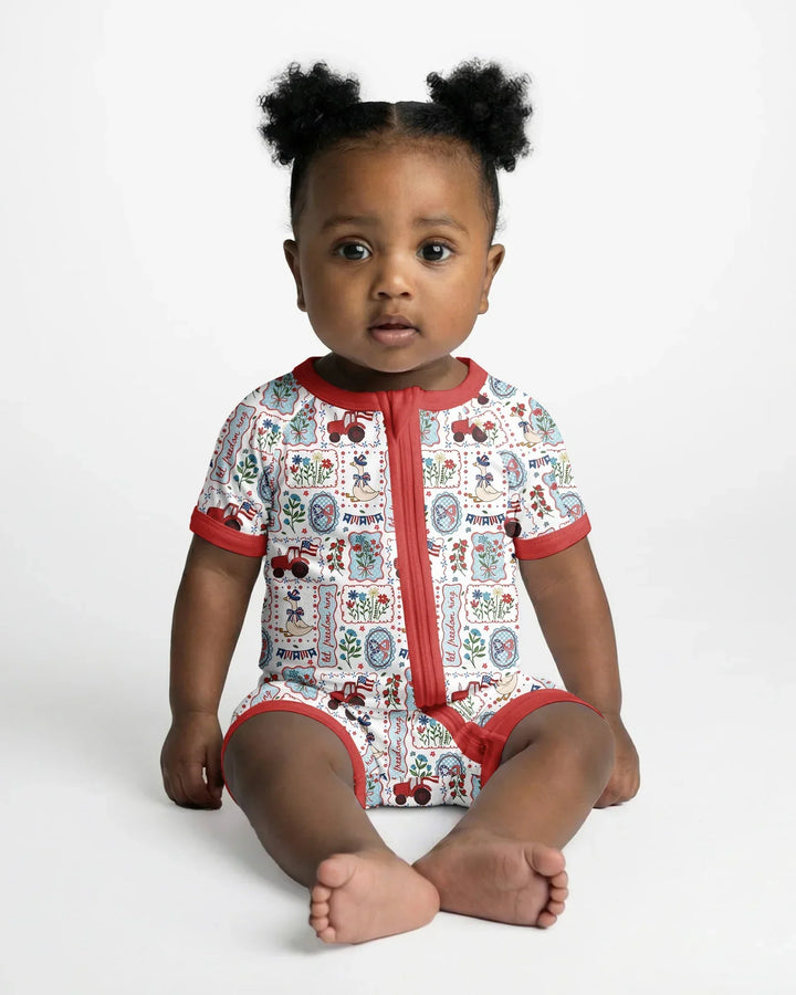 Patriotic USA Silly Goose Family Matching Bamboo Shorty Zippy