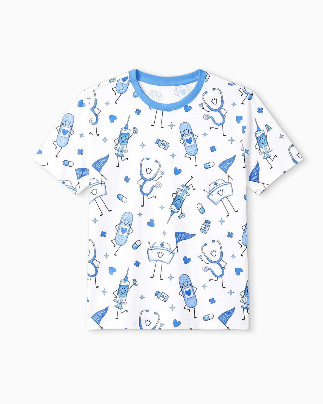 Cute Nurse Crew Bamboo Men Short Sleeve Short Pajama Set