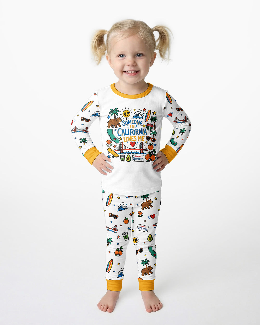 Someone in California Loves Me Bamboo Two Piece Long Sleeve Pajama Set (A)
