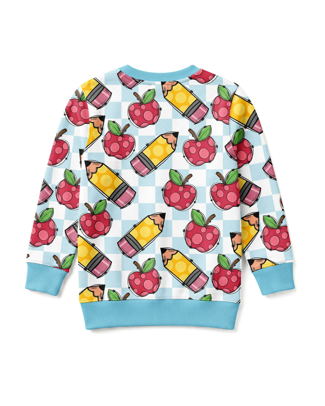 Checkered Apple Scribbles Bamboo Crewneck Sweatshirt