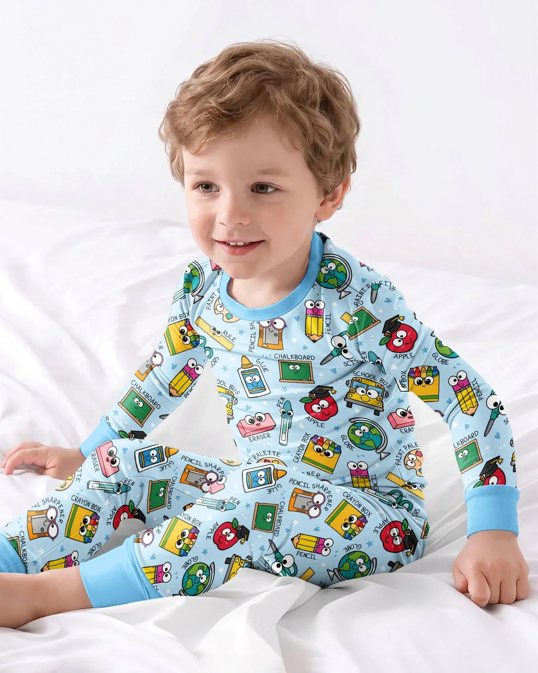 Happy School Pals  Bamboo Two Piece Long Sleeve Pajama Set