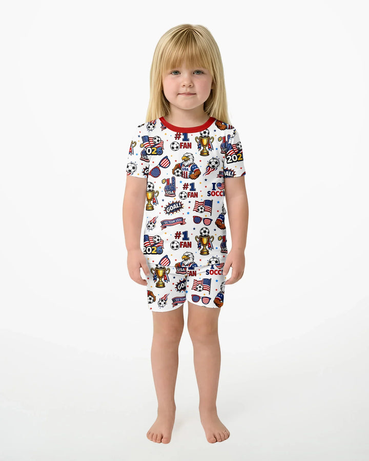 USA Soccer 2026 Party Bamboo Two Piece Short Sleeve Shorts Pajama Set