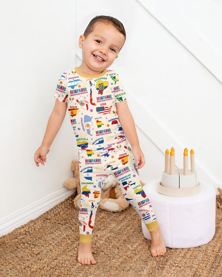 Hispanic Heritage Month Country Flags Bamboo Two Piece Short Sleeve Pajama Set