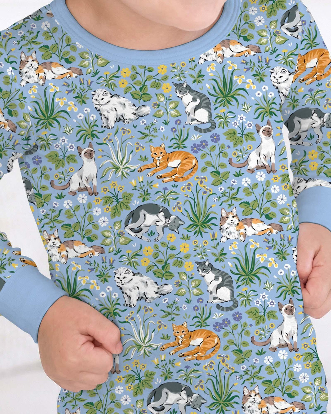 Kitten Garden Family Matching Bamboo Two Piece Long Sleeve Pajama Set