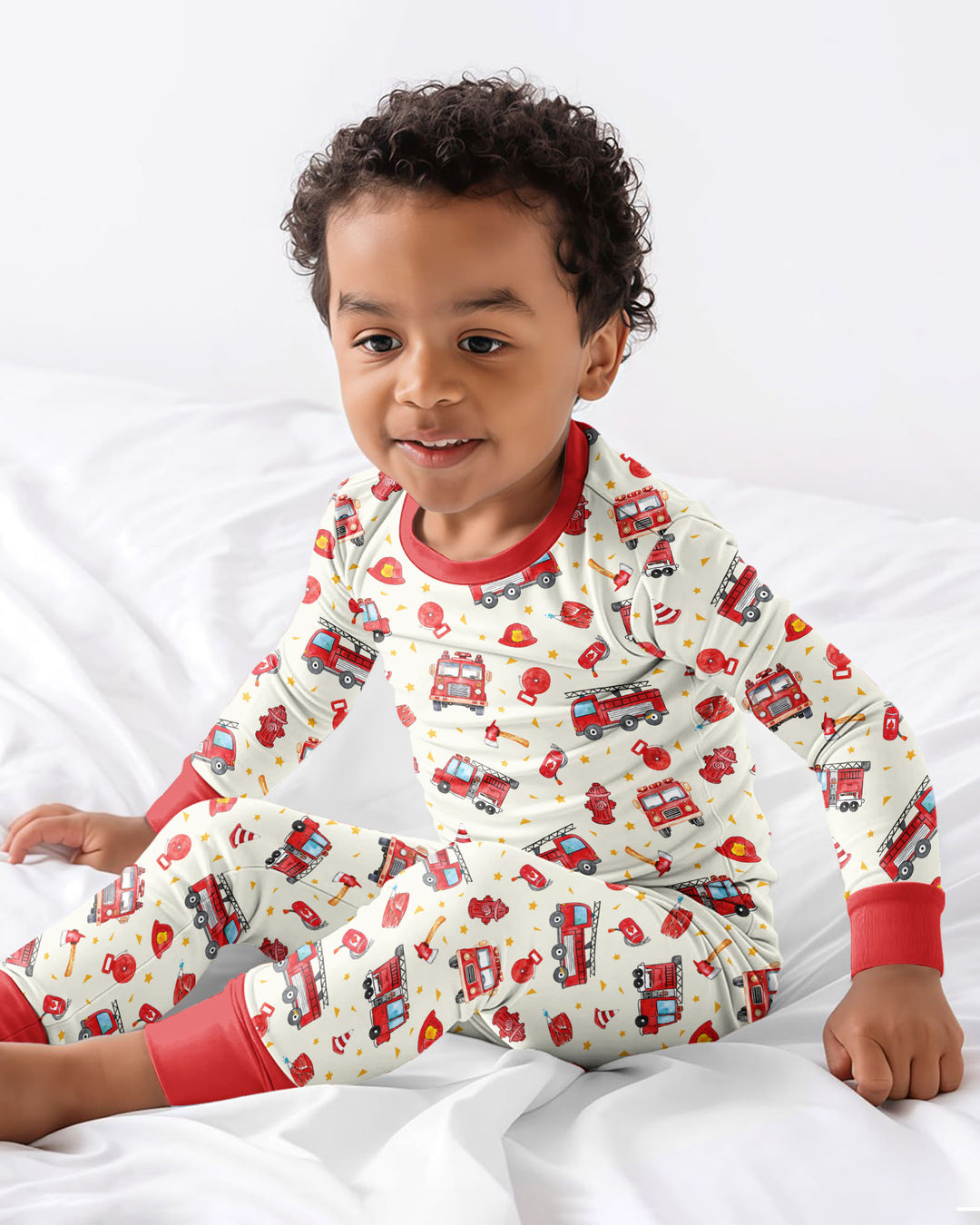 Fire Truck Bamboo Two Piece Long Sleeve Pajama Set