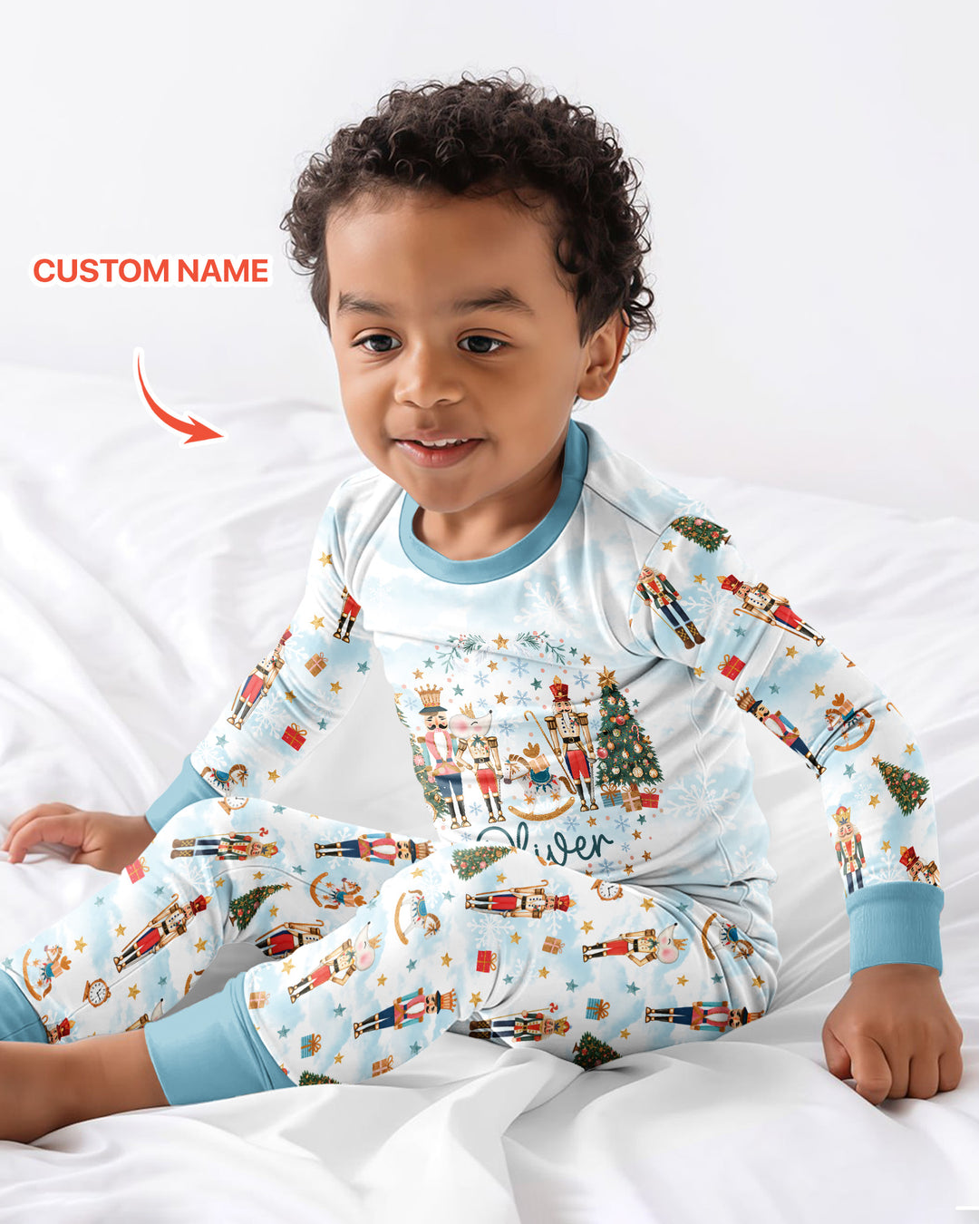 Nutcracker And Ballerina Custom Name Bamboo Two Piece Long Sleeve Pajama Set