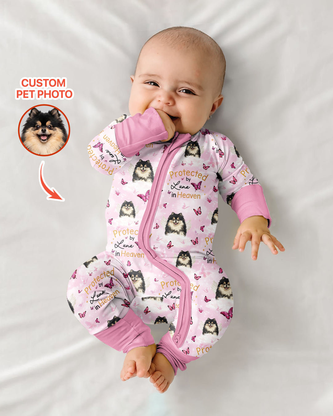 Custom Pet Photo Protected By Heaven Family Matching Bamboo Convertible Zippy