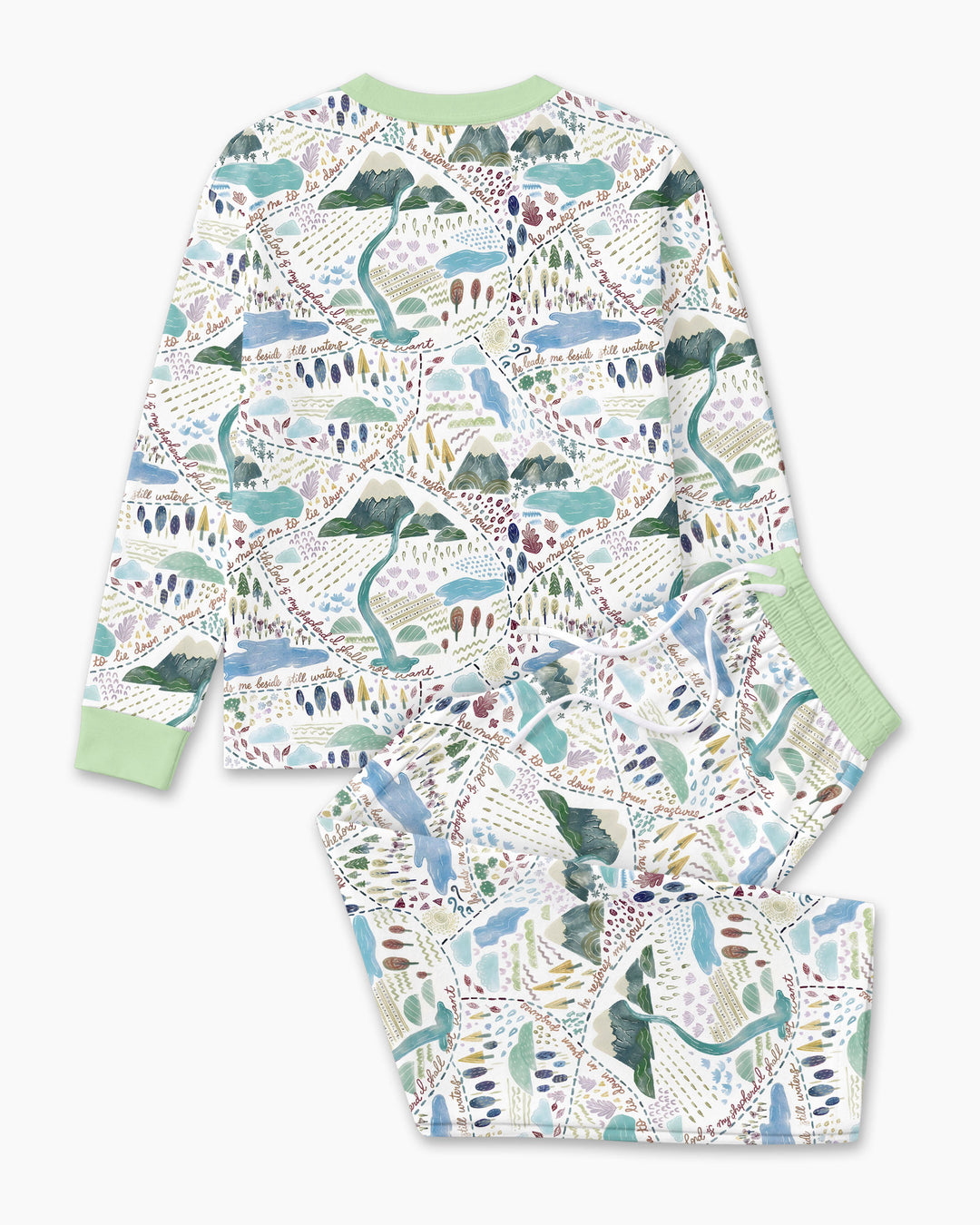 Whimsical Psalms 23 Map Bamboo Men's Pajama Set