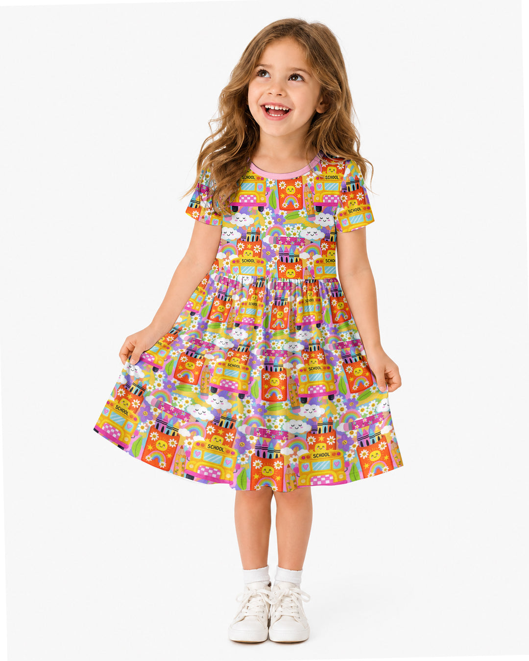 Retro Happy Classroom Bamboo Twirl Dress