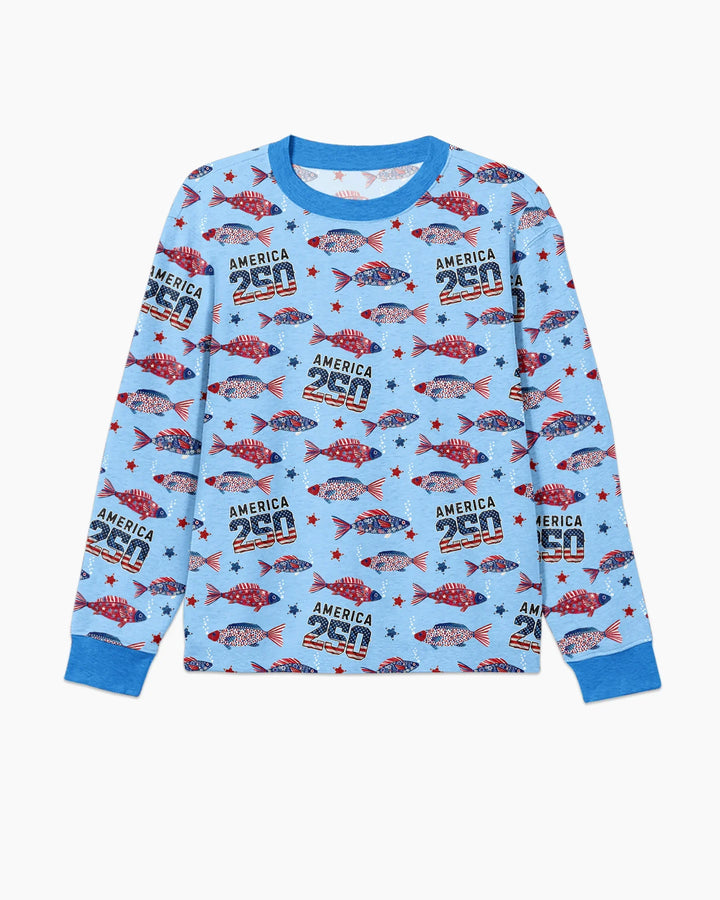 Stars and Stripes Fish Bamboo Men's Pajama Set