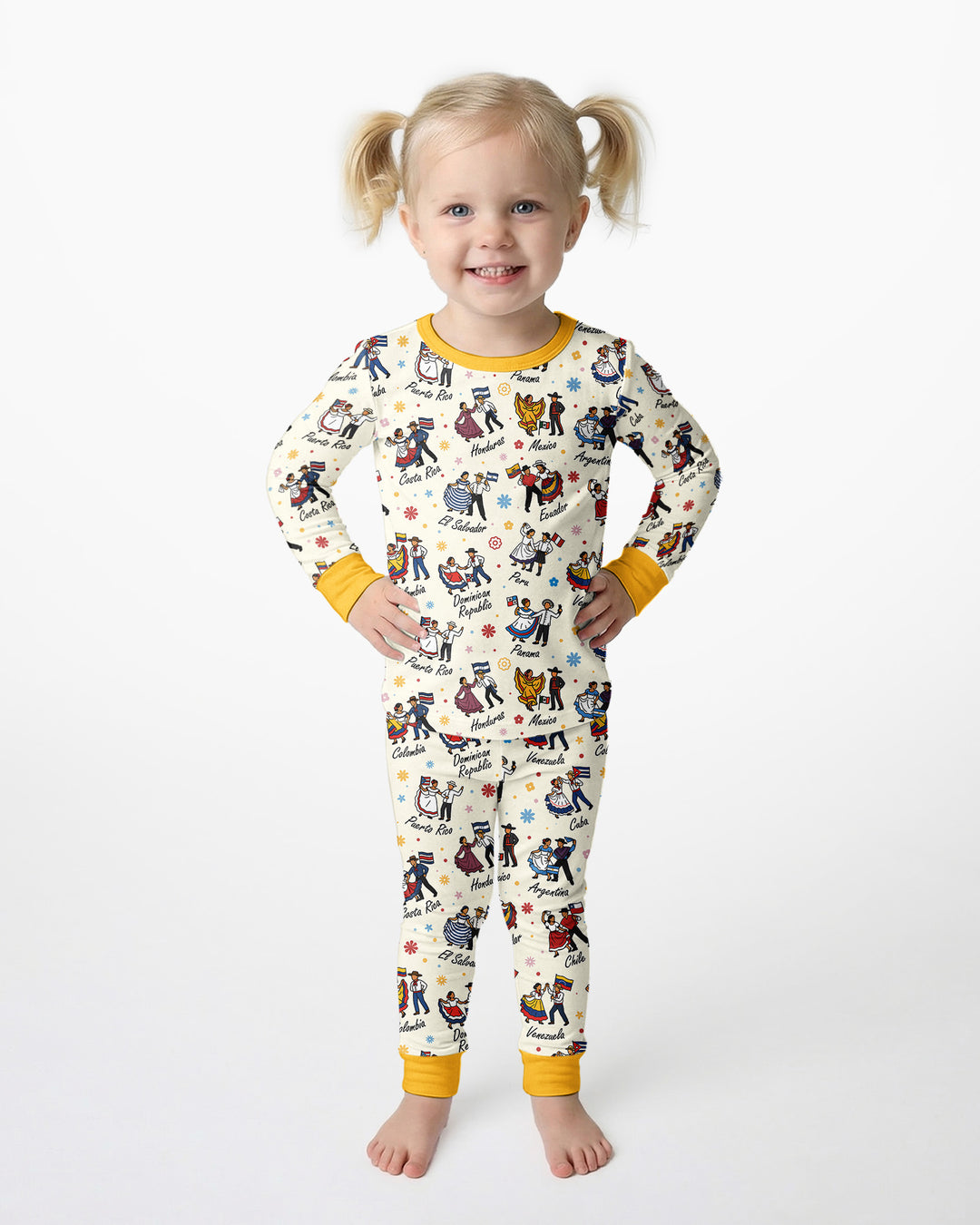 Hispanic Traditional Folkloric Dress Bamboo Two Piece Long Sleeve Pajama Set