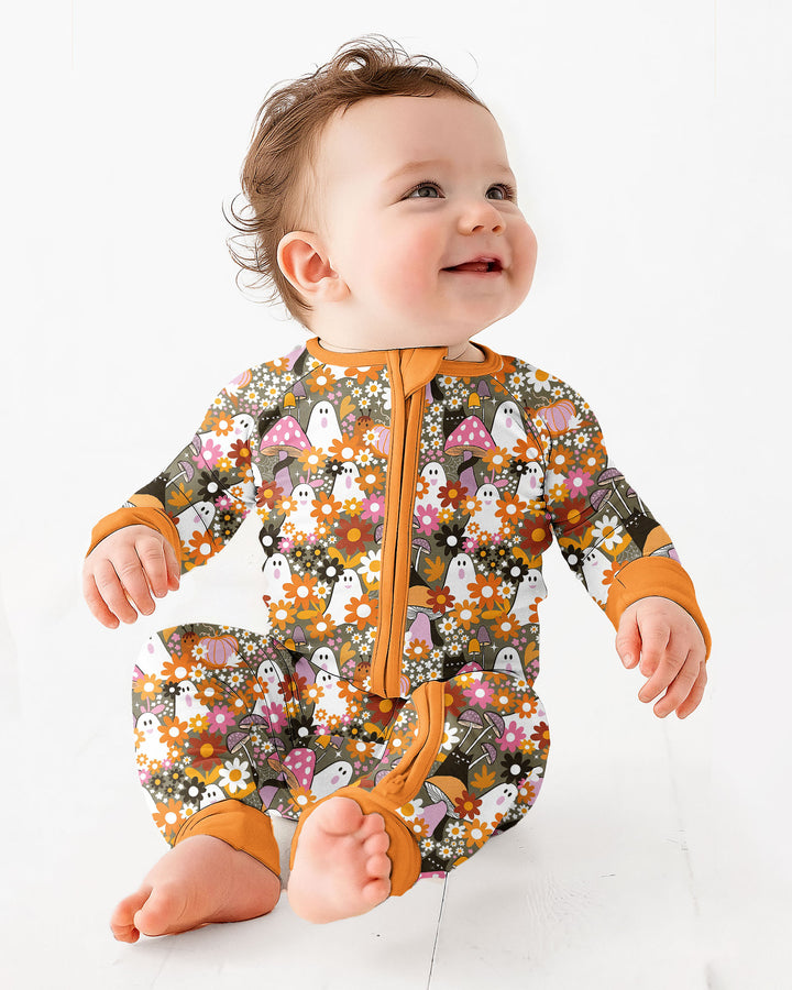 Retro Ghost Mushroom Floral Halloween Bamboo Convertible Zippy