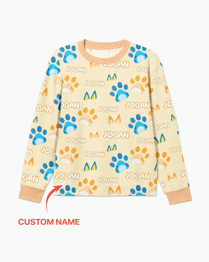 Custom Name Favourite Blue Dog Family Matching Bamboo Men's Pajama Set
