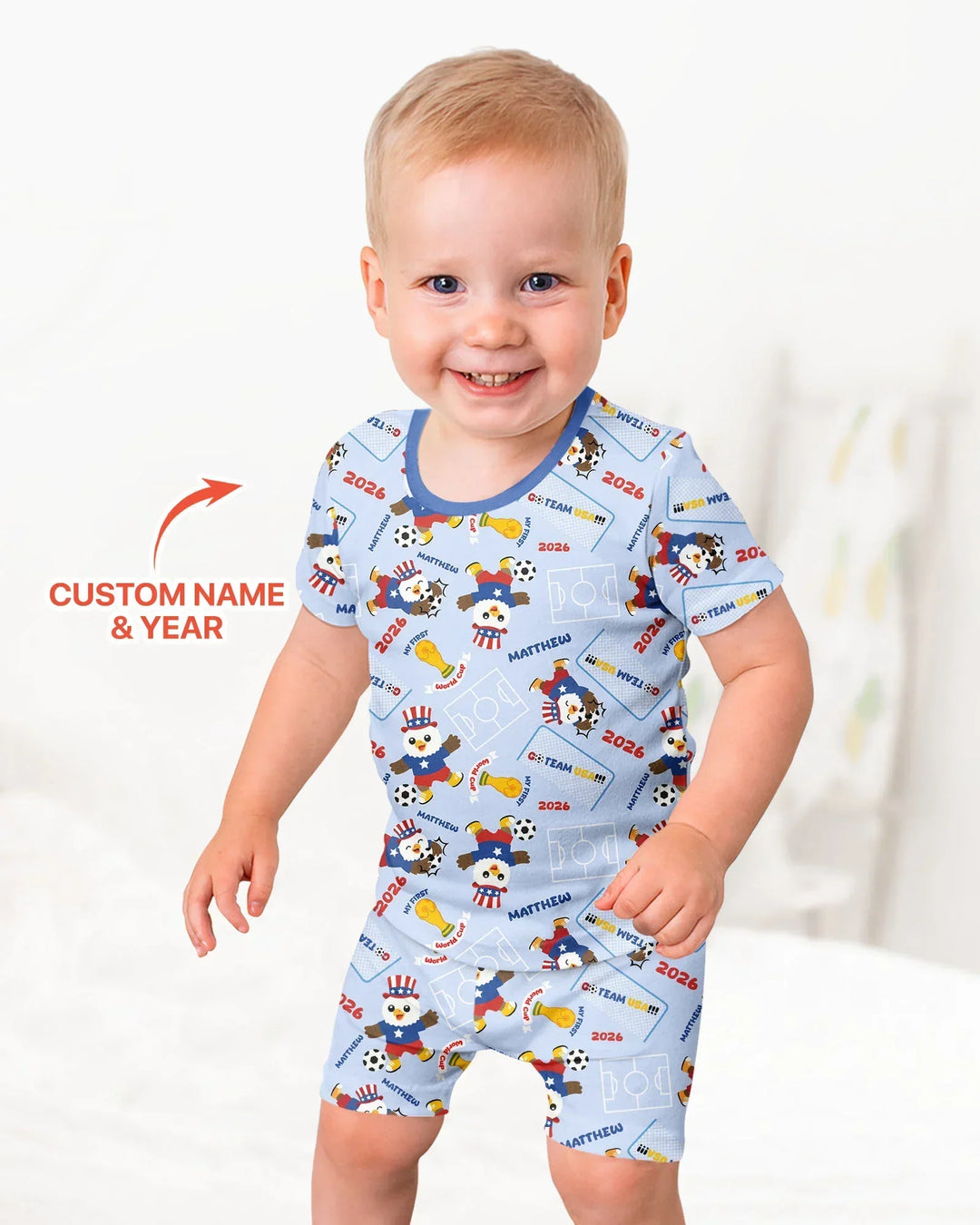My First World Cup Bamboo Two Piece Short Sleeve Shorts Pajama Set