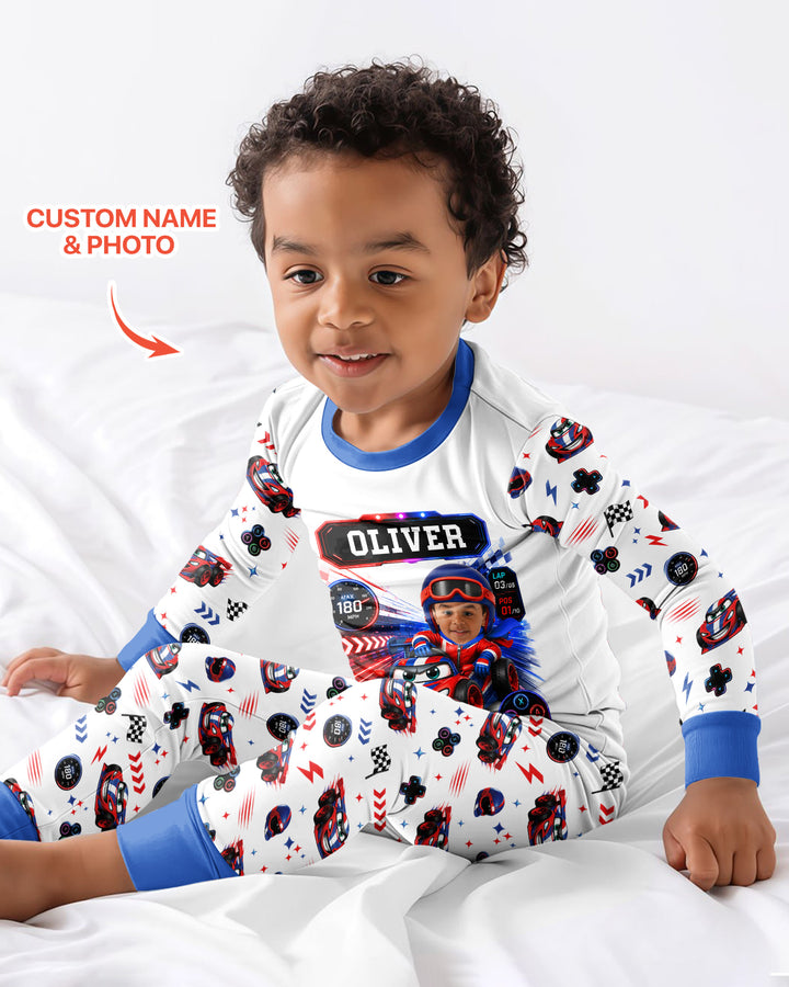Kids Racing Car Bamboo Two Piece Long Sleeve Pajama Set