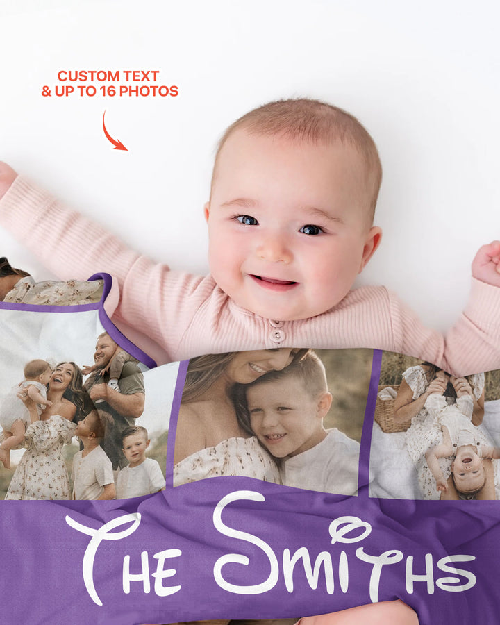 Custom Photo Collage Family Bamboo Blanket