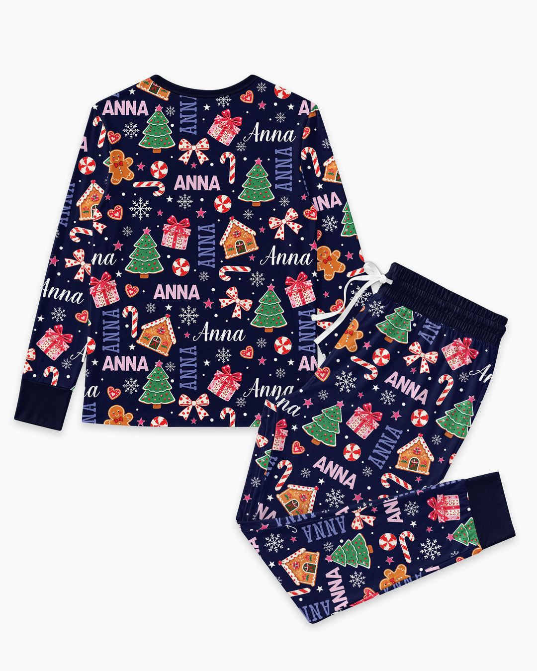 Custom Name Christmas Crew Family Matching Bamboo Women Pajama Set