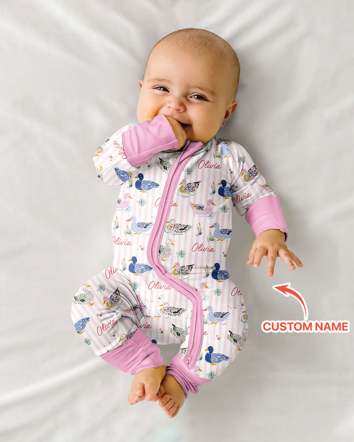 Whimsical Duck Custom Name Bamboo Convertible Zippy