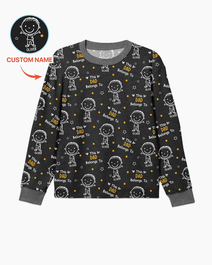 Custom Name This Dad Belongs To Doodle Bamboo Men's Pajama Set