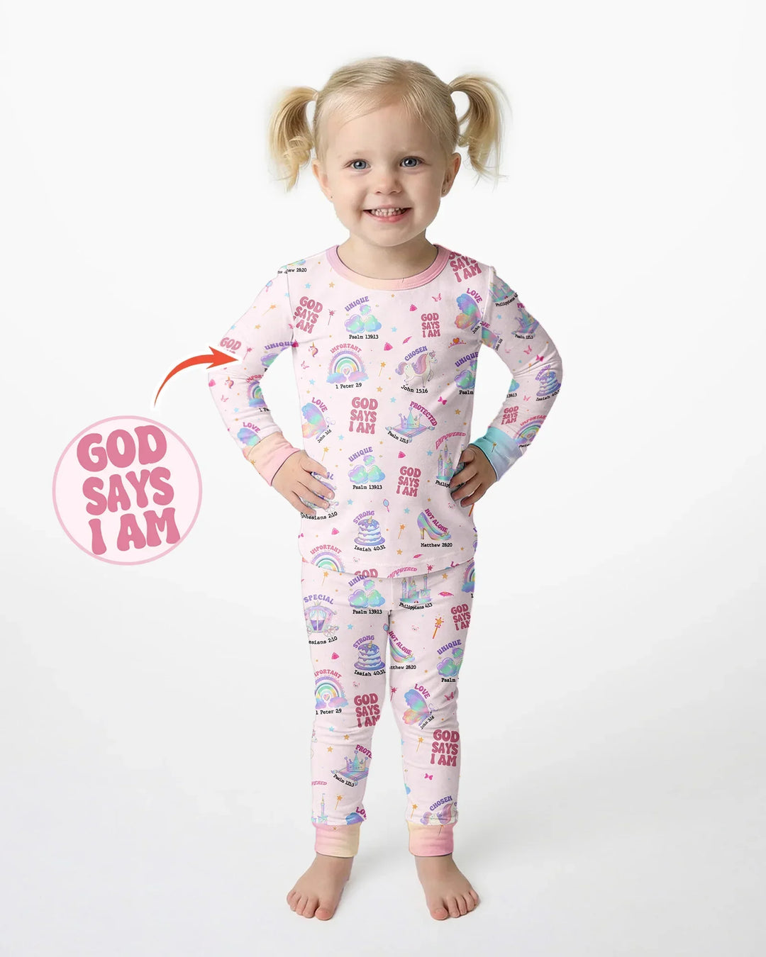 God Says I Am Girl Bamboo Two Piece Long Sleeve Pajama Set