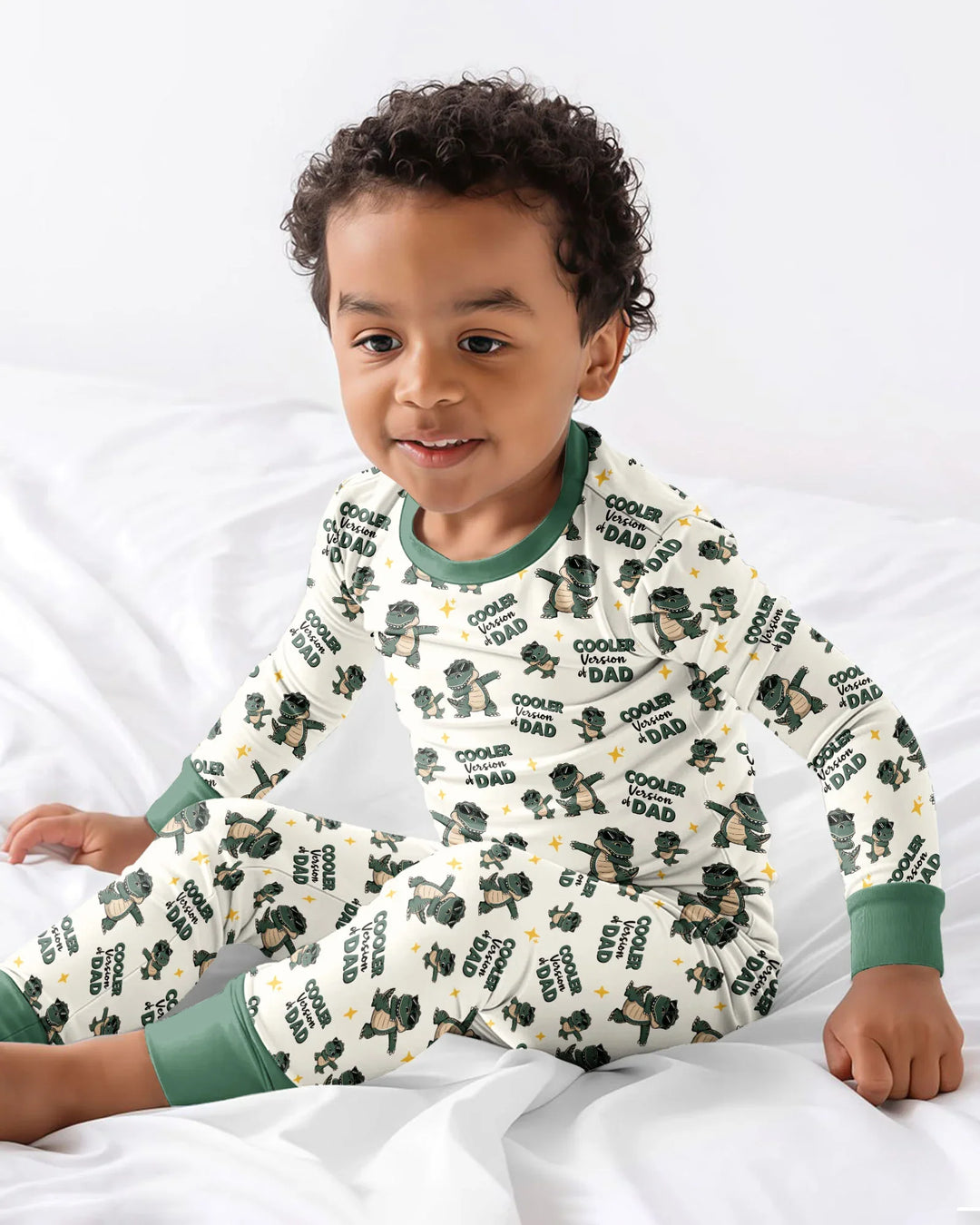 Cool Dino Daddy & Me Matching Bamboo Two Piece Long Sleeve Pajama Set