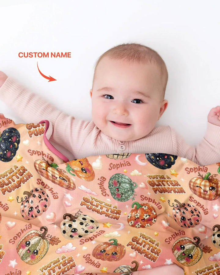 Custom Name You're A Glitter Pumpkin Bamboo Blanket