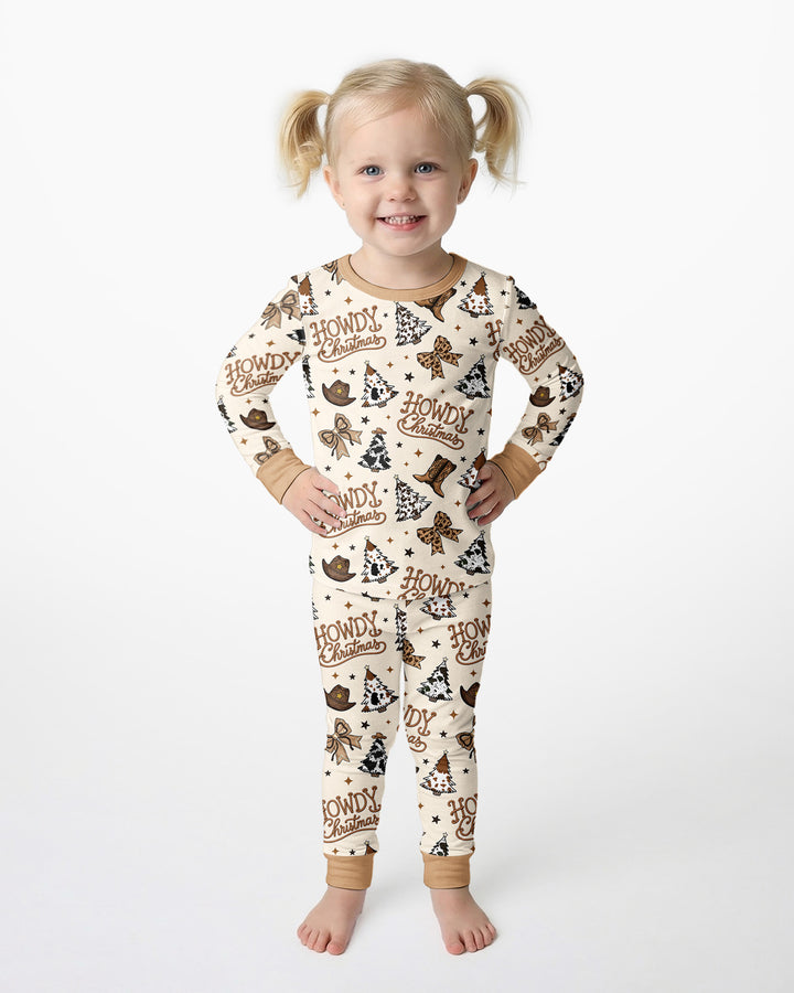 Coquette Western Howdy Christmas Bamboo Two Piece Long Sleeve Pajama Set