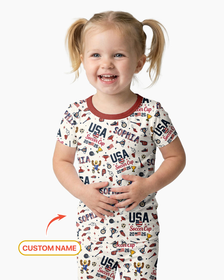 My First Soccer Cup 2026 Bamboo Two Piece Short Sleeve Pajama Set