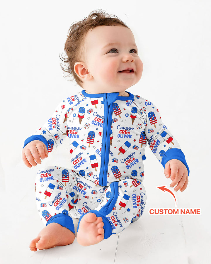 Custom Name 4th of July Cousin Crew Bamboo Convertible Zippy