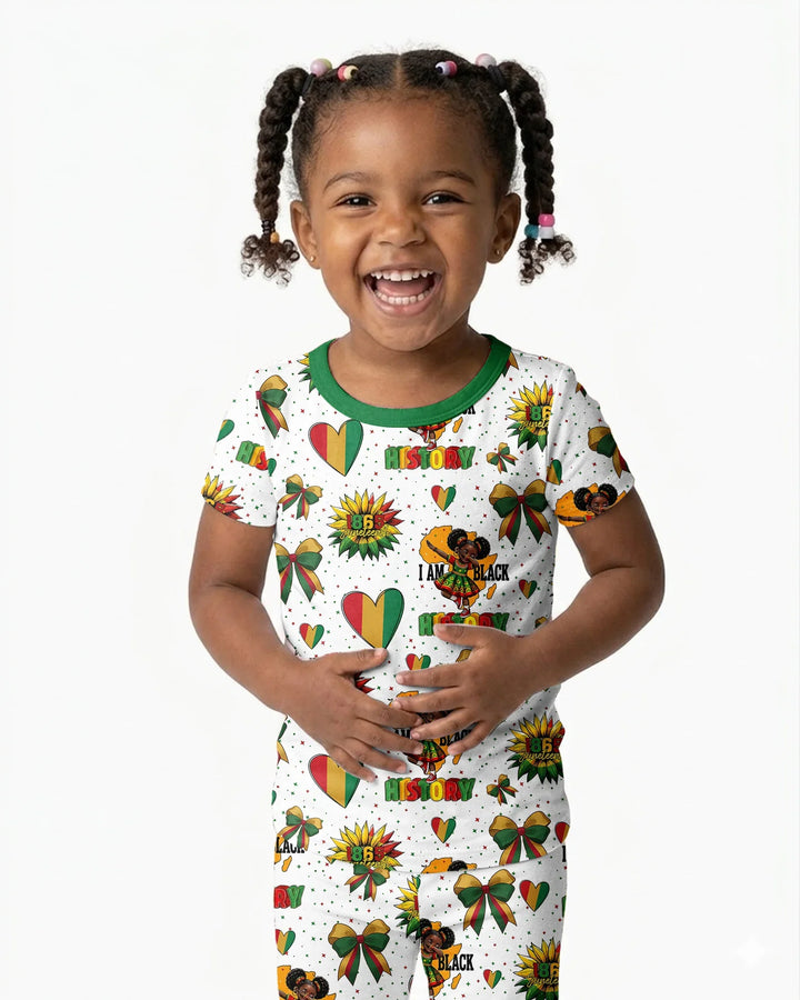 Juneteenth Girl I Am Black History Bamboo Two Piece Short Sleeve Pajama Set