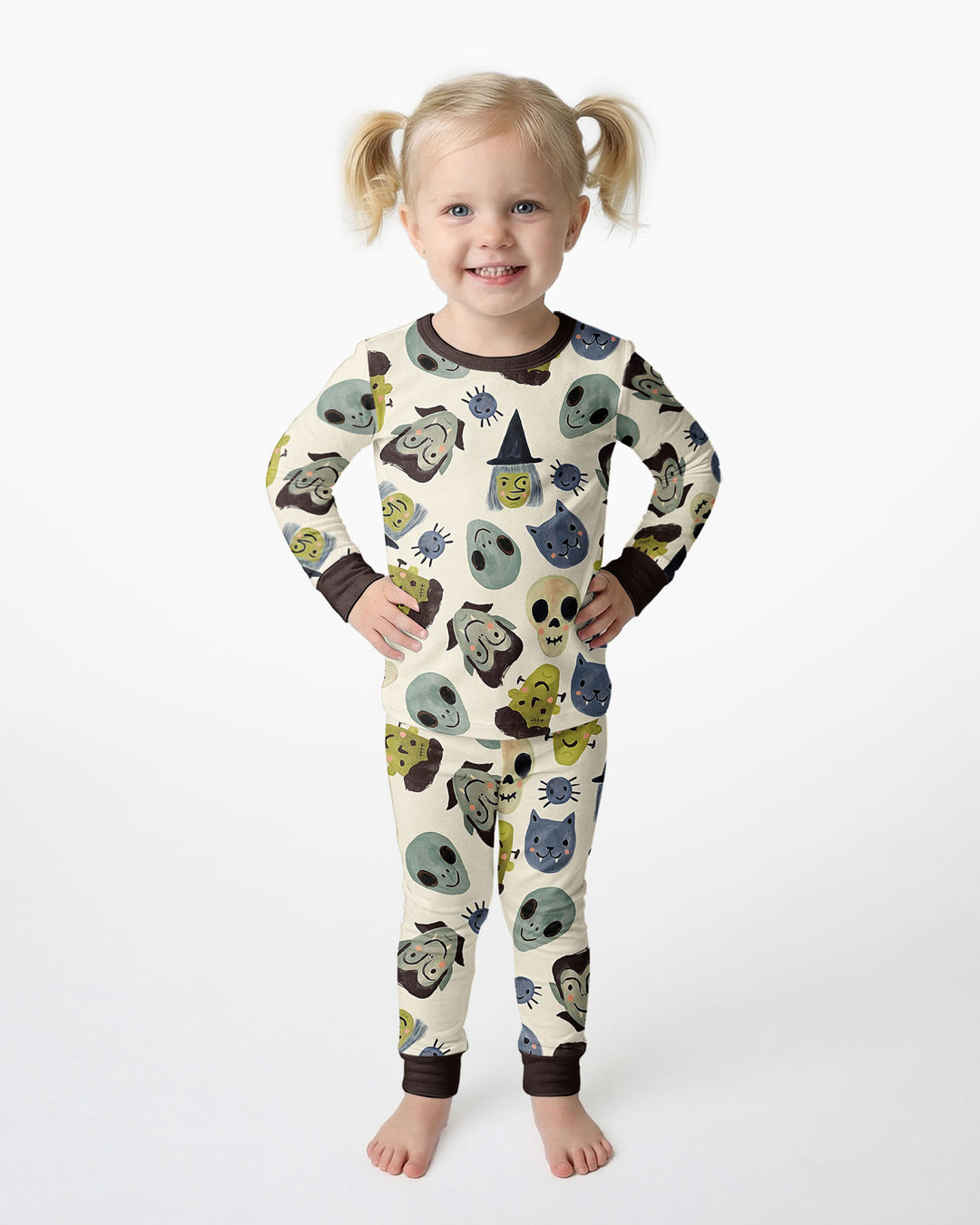 Halloween Face Bamboo Two Piece Long Sleeve Pyjamas Set