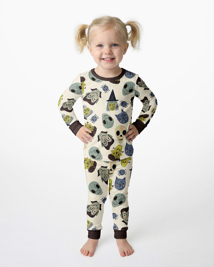 Halloween Face Bamboo Two Piece Long Sleeve Pyjamas Set