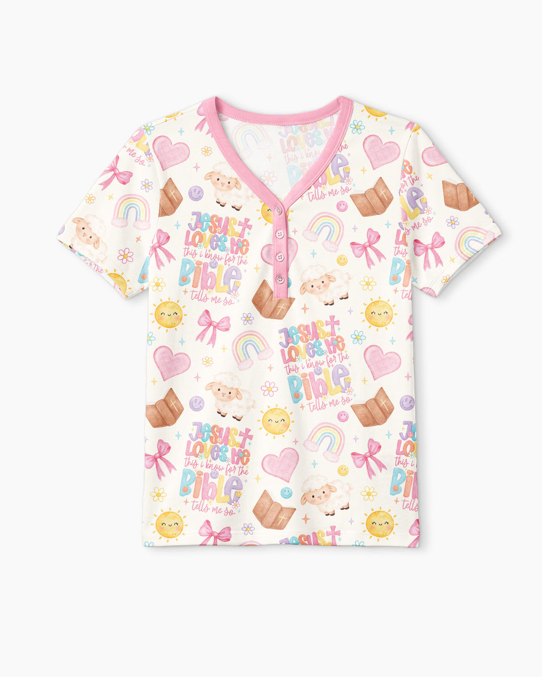 Jesus Loves Me This I Know Bamboo Women Short Sleeve Short Pajama Set