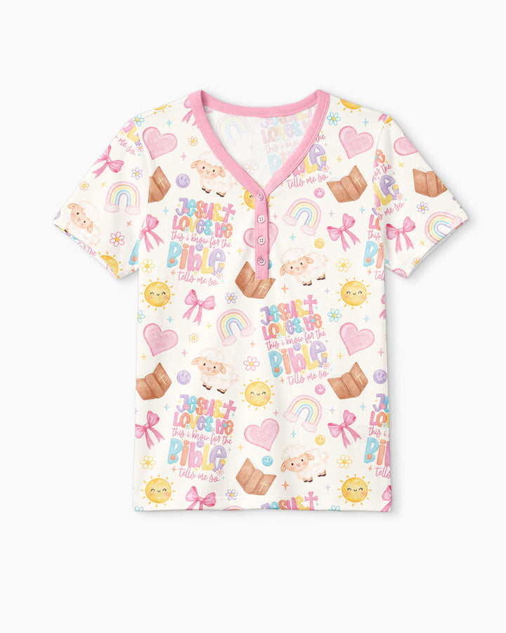 Jesus Loves Me This I Know Bamboo Women Short Sleeve Short Pajama Set