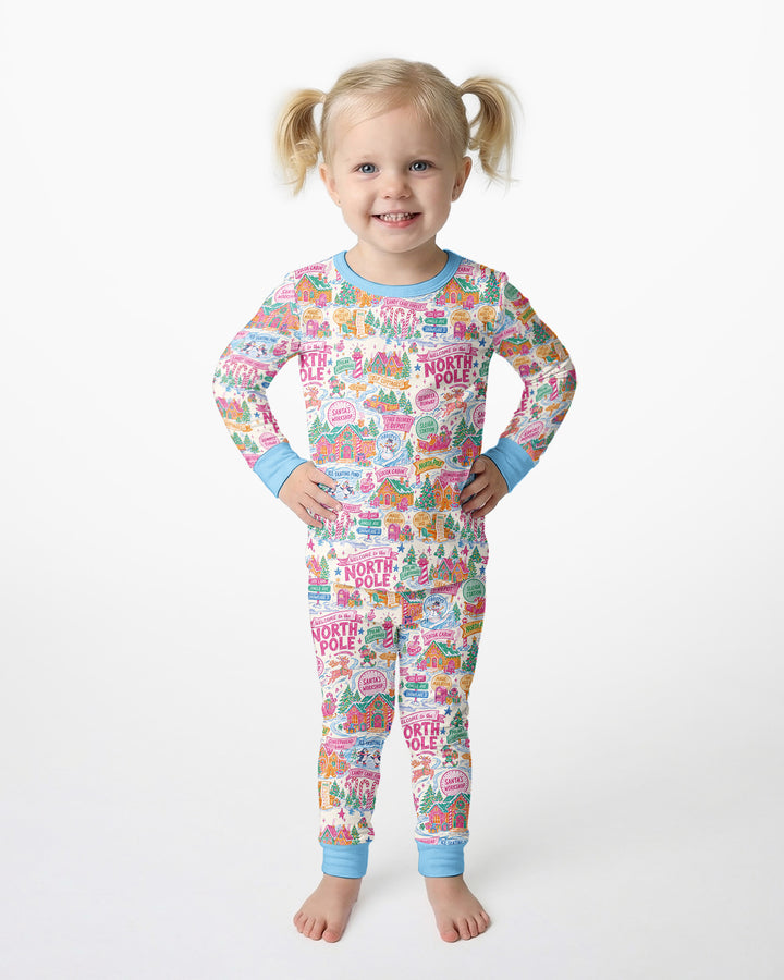 Pink North Pole Wonderland Bamboo Two Piece Long Sleeve Pajama Set