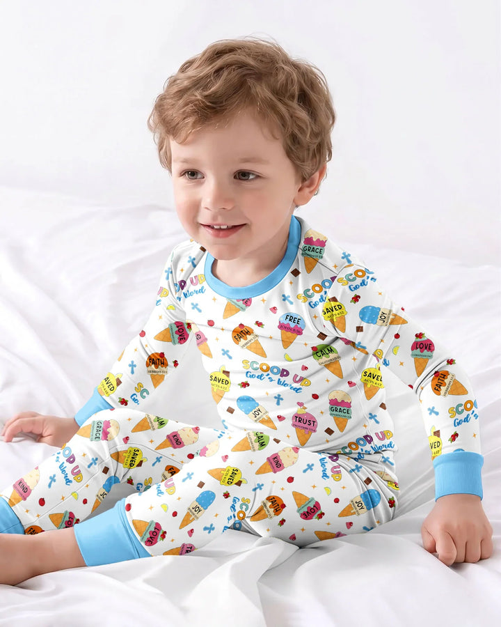 Ice Cream Summer Christian Bamboo Two Piece Long Sleeve Pajama Set