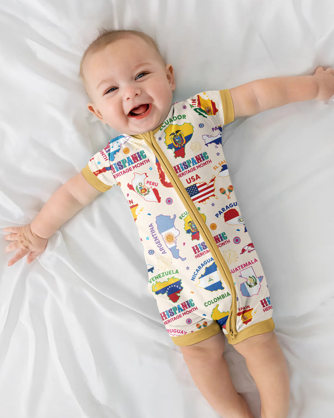 Hispanic Heritage Month Country Flags Bamboo Shorty Zippy