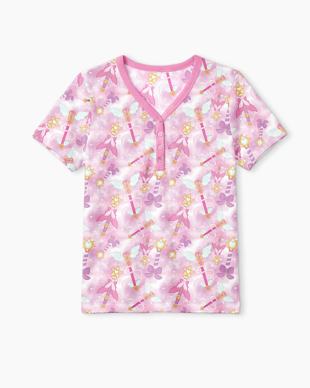 Kawaii Magical Girl Wand Bamboo Women Short Sleeve Short Pajama Set