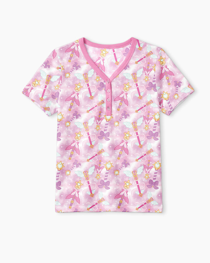 Kawaii Magical Girl Wand Bamboo Women Short Sleeve Short Pajama Set