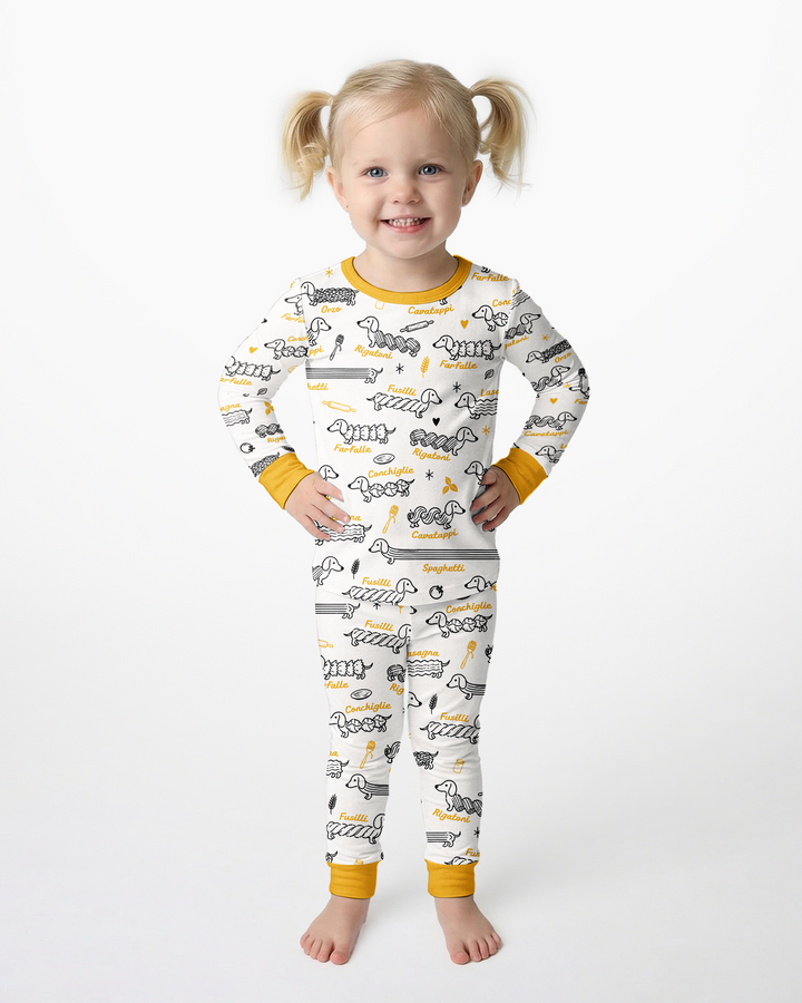 Pasta Pups Bamboo Two Piece Long Sleeve Pajama Set