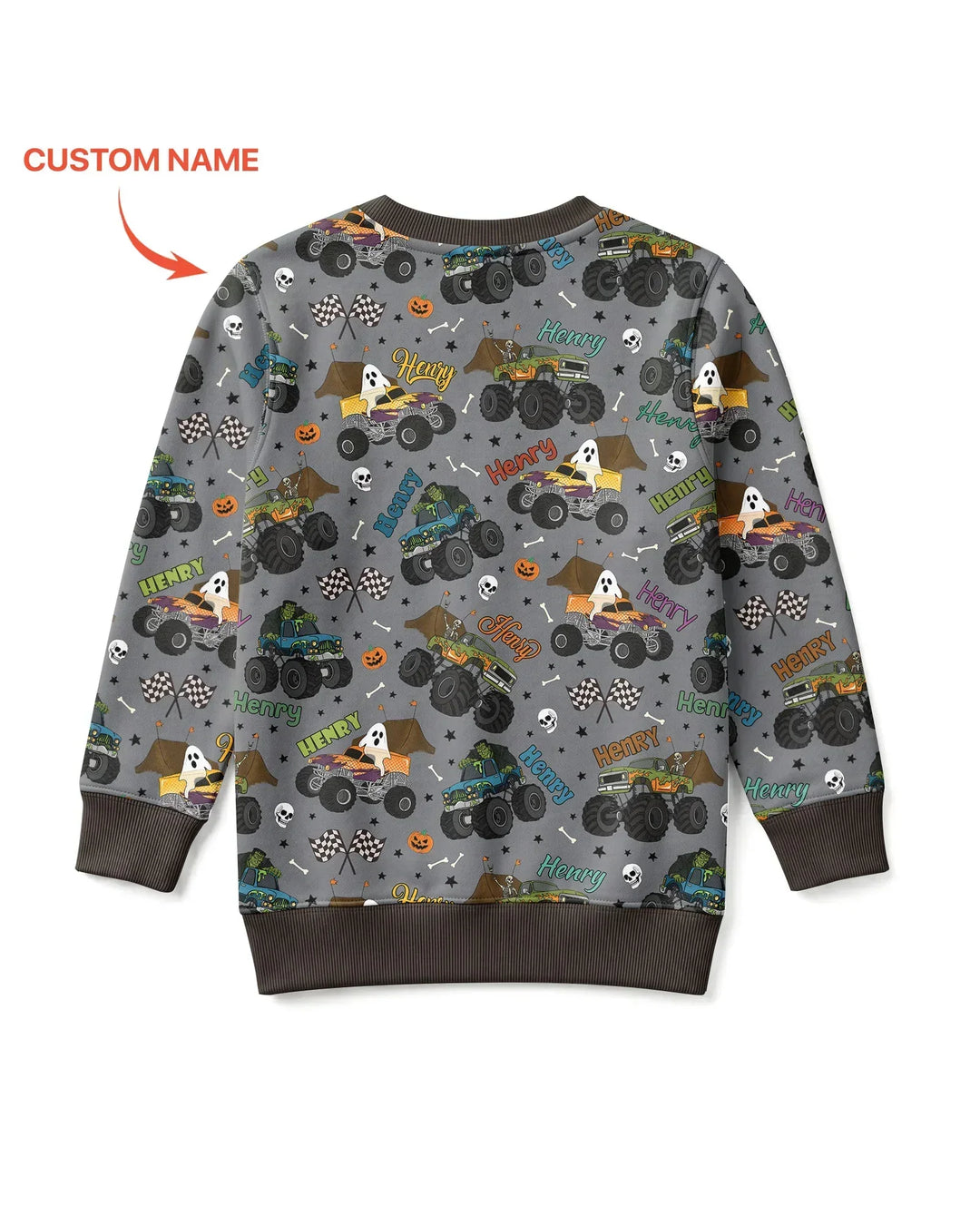 Custom Name Halloween Creepy Crusher Family Matching Bamboo Crewneck Sweatshirt
