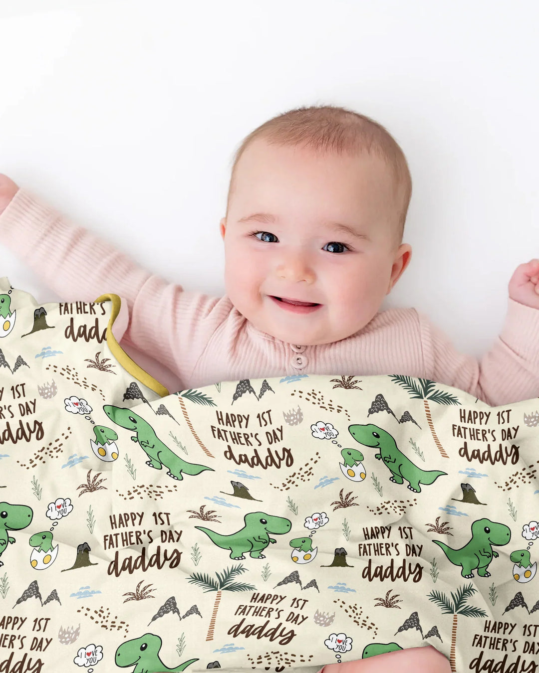 First Father's Day Daddysaurus Bamboo Blanket