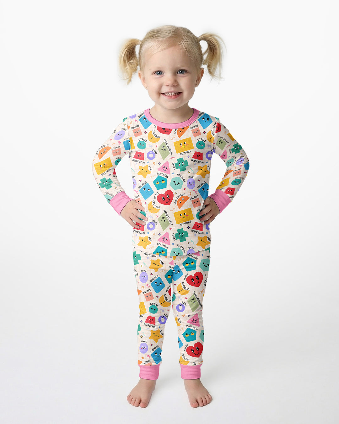 Happy Shape Squad Family Matching Bamboo Two Piece Long Sleeve Pajama Set